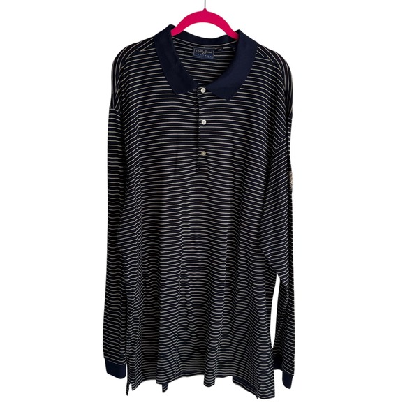 Trump National Bobby Jones Blue Gold Stripe Long Sleeve Golf Mens Polo‎ , XXL - Picture 1 of 6